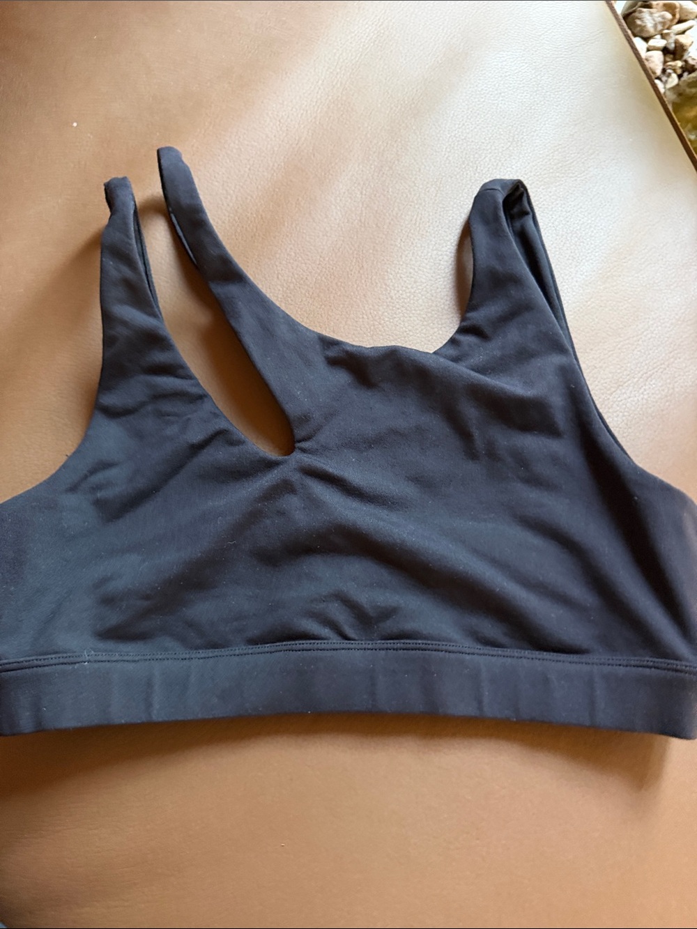 ALO Yoga Black Sports Bra with Low V-Neck